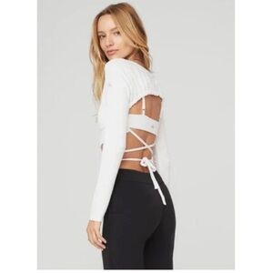 ALO ribbed cropped open back tie top. SOLD out!! SZ S